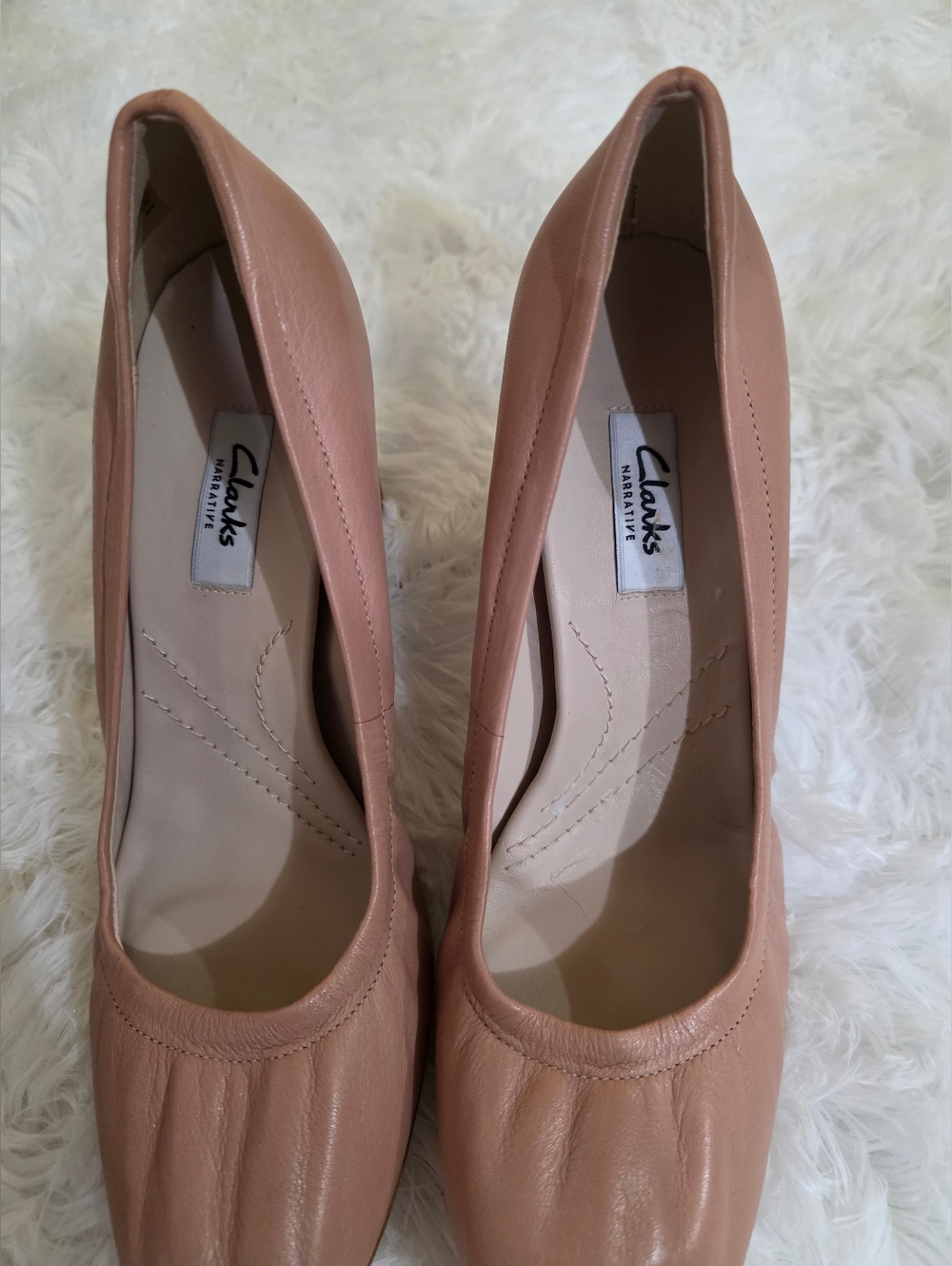 Clarks Women's Blush Leather Round-Toe Heels